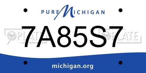 7A85S7 Michigan License Plate