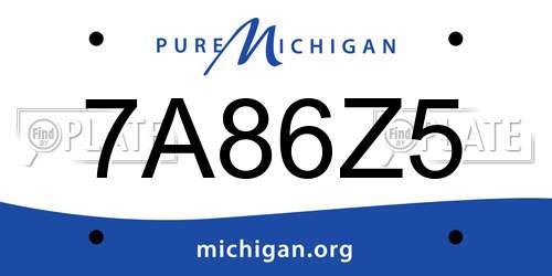 7A86Z5 Michigan License Plate