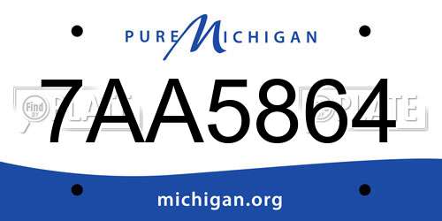 7AA5864 Michigan License Plate
