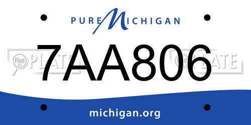 7AA806 Michigan License Plate