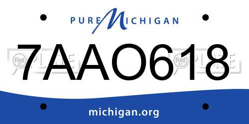 7AAO618 Michigan License Plate
