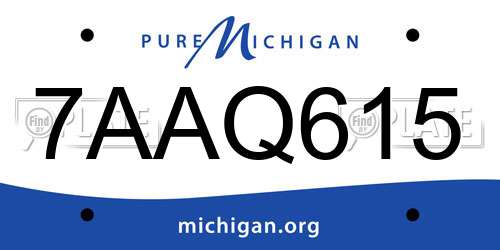 7AAQ615 Michigan License Plate