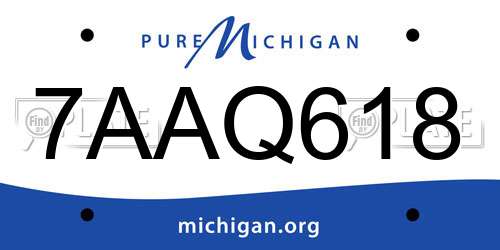 7AAQ618 Michigan License Plate
