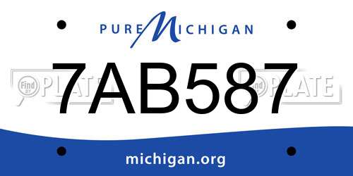 7AB587 Michigan License Plate
