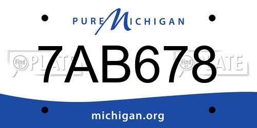 7AB678 Michigan License Plate