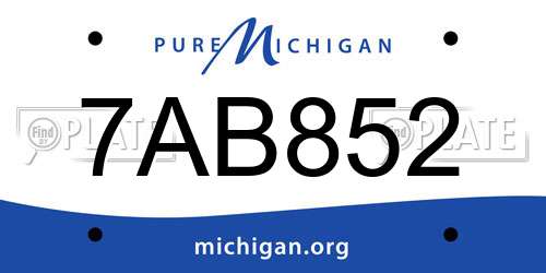 7AB852 Michigan License Plate