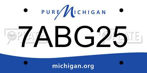 7ABG25 Michigan License Plate