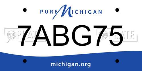 7ABG75 Michigan License Plate