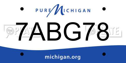 7ABG78 Michigan License Plate