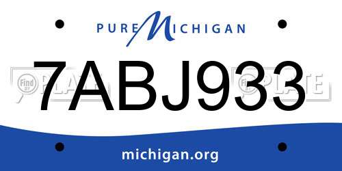 7ABJ933 Michigan License Plate