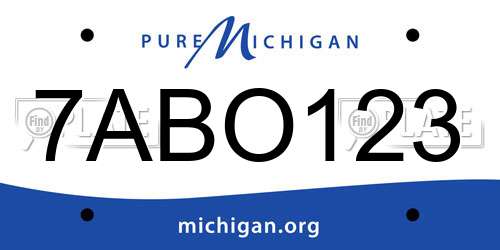 7ABO123 Michigan License Plate