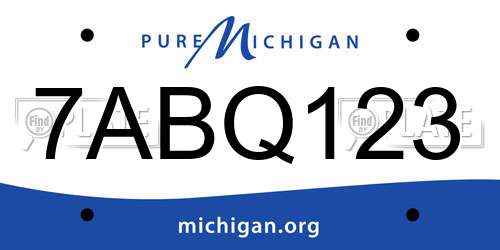 7ABQ123 Michigan License Plate