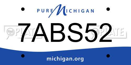 7ABS52 Michigan License Plate