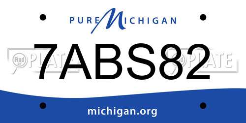 7ABS82 Michigan License Plate