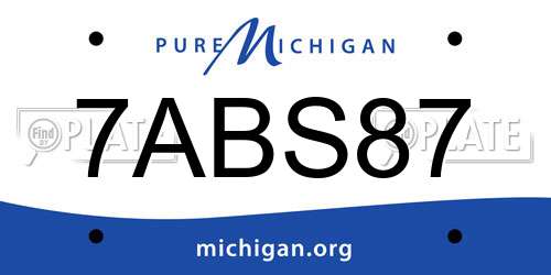 7ABS87 Michigan License Plate