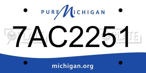 7AC2251 Michigan License Plate