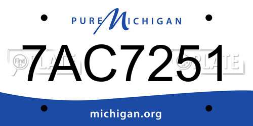 7AC7251 Michigan License Plate