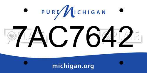 7AC7642 Michigan License Plate