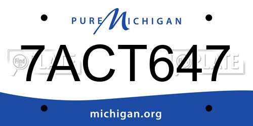 7ACT647 Michigan License Plate