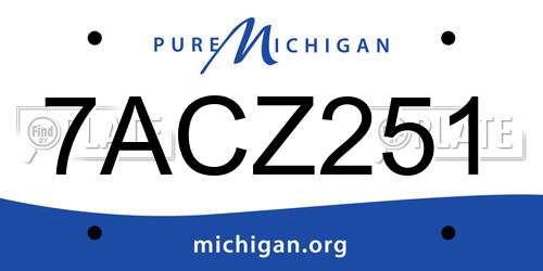 7ACZ251 Michigan License Plate