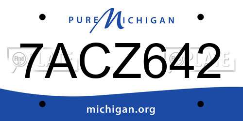 7ACZ642 Michigan License Plate