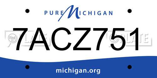 7ACZ751 Michigan License Plate