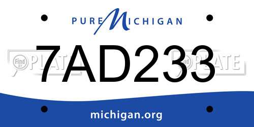 7AD233 Michigan License Plate