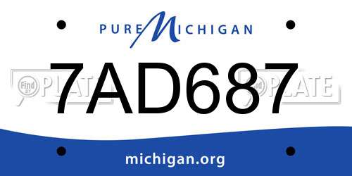 7AD687 Michigan License Plate