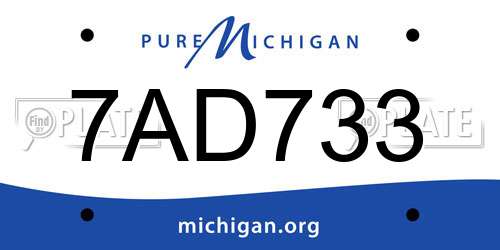 7AD733 Michigan License Plate