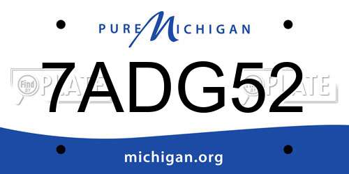 7ADG52 Michigan License Plate