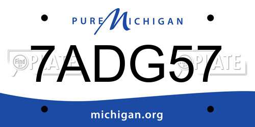 7ADG57 Michigan License Plate