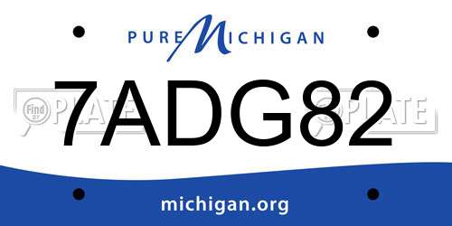 7ADG82 Michigan License Plate