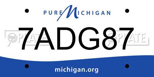 7ADG87 Michigan License Plate
