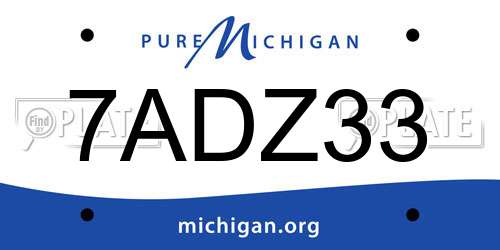 7ADZ33 Michigan License Plate