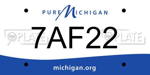 7AF22 Michigan License Plate