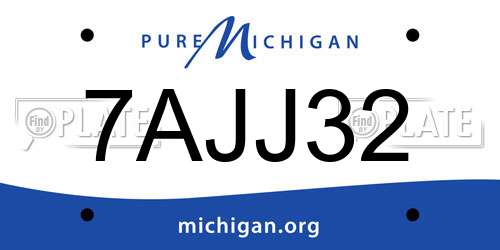 7AJJ32 Michigan License Plate