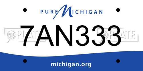 7AN333 Michigan License Plate
