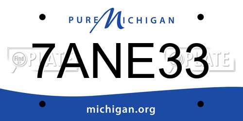 7ANE33 Michigan License Plate