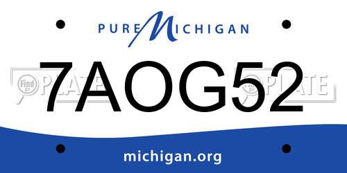 7AOG52 Michigan License Plate