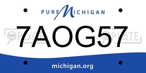 7AOG57 Michigan License Plate