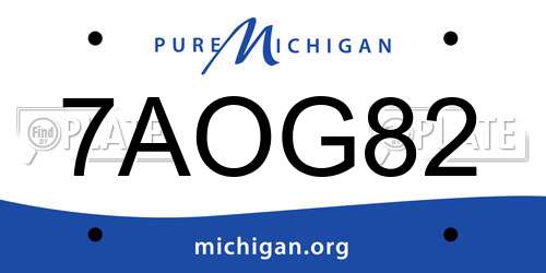 7AOG82 Michigan License Plate