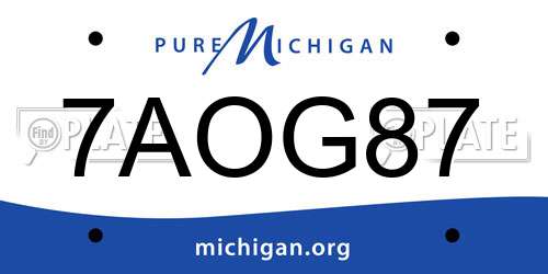 7AOG87 Michigan License Plate