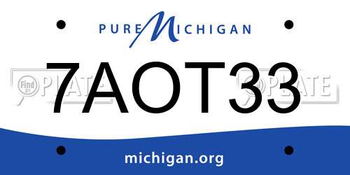7AOT33 Michigan License Plate
