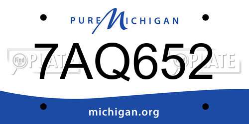 7AQ652 Michigan License Plate