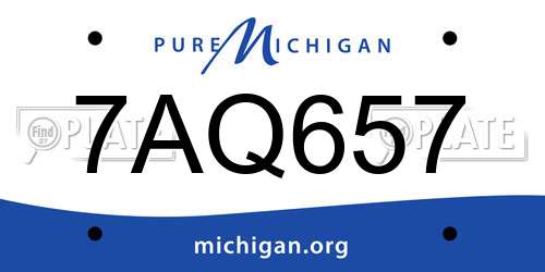 7AQ657 Michigan License Plate