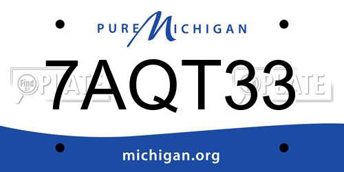 7AQT33 Michigan License Plate