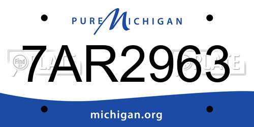 7AR2963 Michigan License Plate