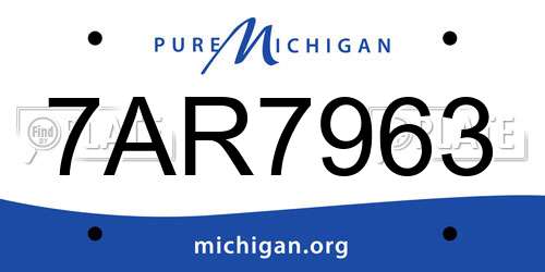 7AR7963 Michigan License Plate