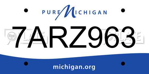 7ARZ963 Michigan License Plate