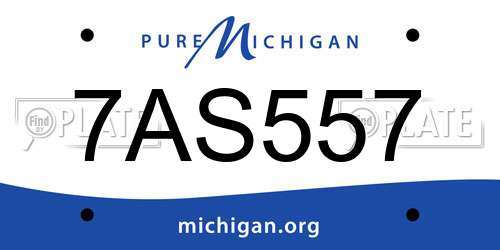 7AS557 Michigan License Plate